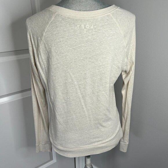 Loft Beige Long Sleeve Crewneck Size M EUC - Picture 2 of 2
